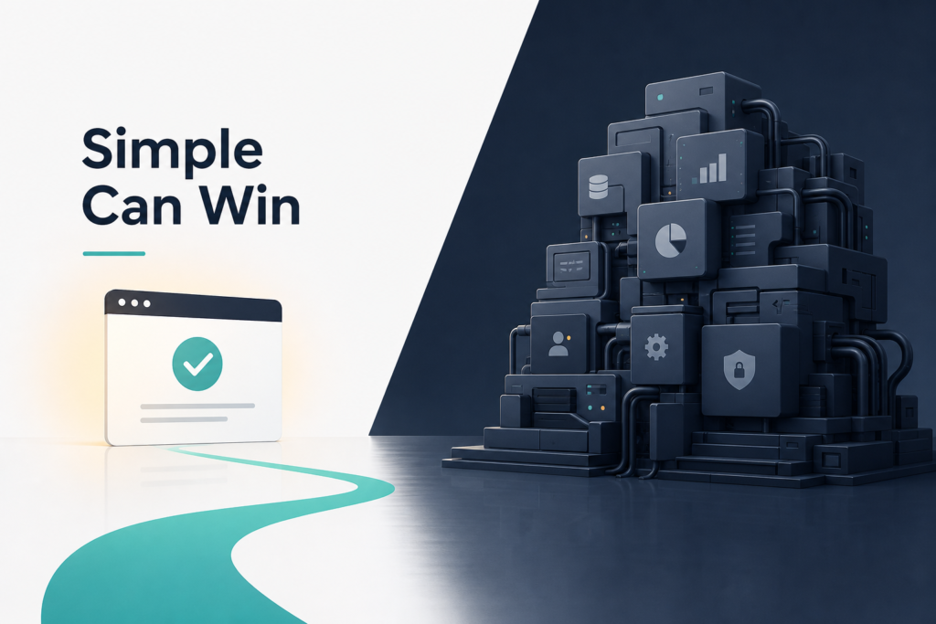 Featured image for an article on when a simple tool is better than an enterprise platform—when lightweight software is smarter than an expensive, complex system